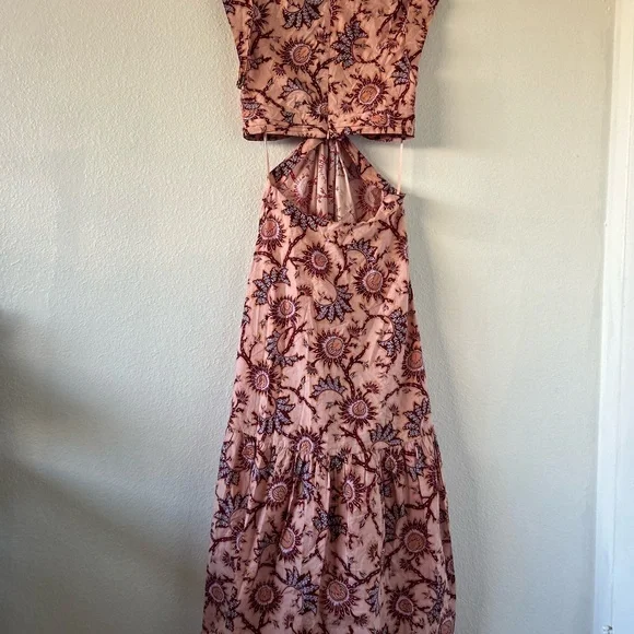 A.L.C Alexandria Pink Floral Printed CutOut Midi Dress Size 4 - Picture 6 of 10